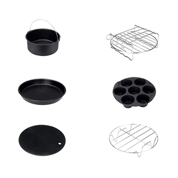 

Air Fryer Accessories, Set Of 6 Fit All 4Qt, 5.8Qt, 6Qt,8.5Qt Air Fryers, Dishwasher Safe, Non-Stick 8 Inch