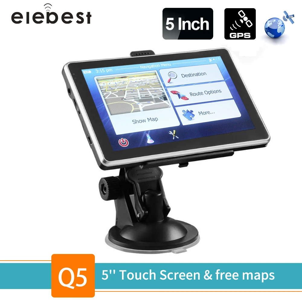 

elebest Car SAT NAV 5 Inch GPS Navigation Truck Navigator 128M 8GB FM Touch Screen Europe Israel North America Maps Free Upgrade