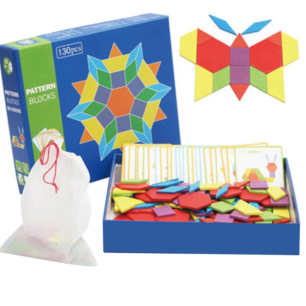 Детские деревянные головоломки Tangram доска набор красочные детские Монтессори развивающие Интеллектуальные развивающие игрушки с карточками сумка - Цвет: A