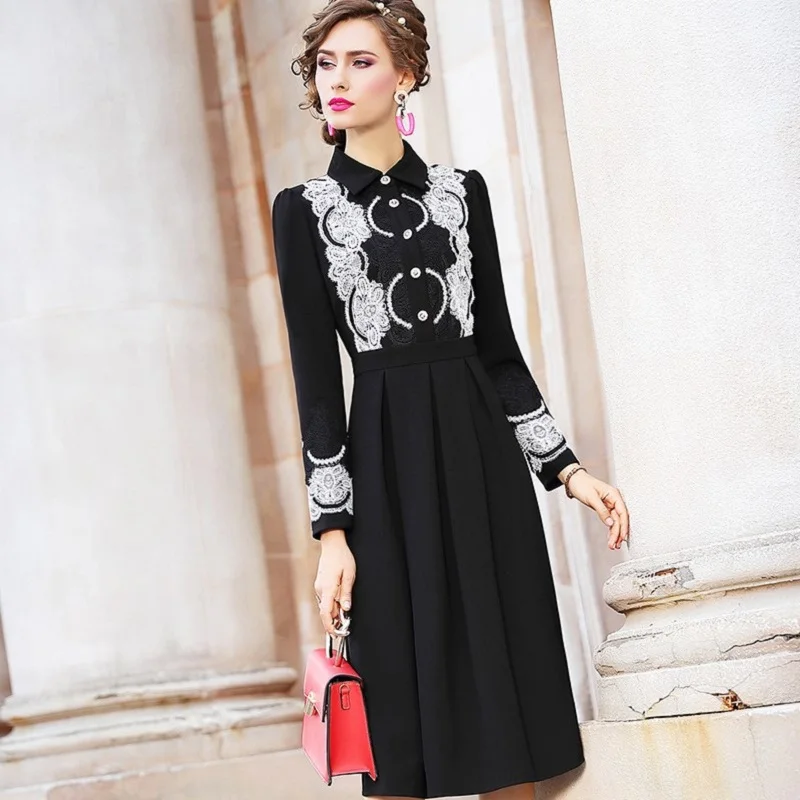 2019 Новое превосходное качество офисное раннее осеннее однотонное платье 3xl