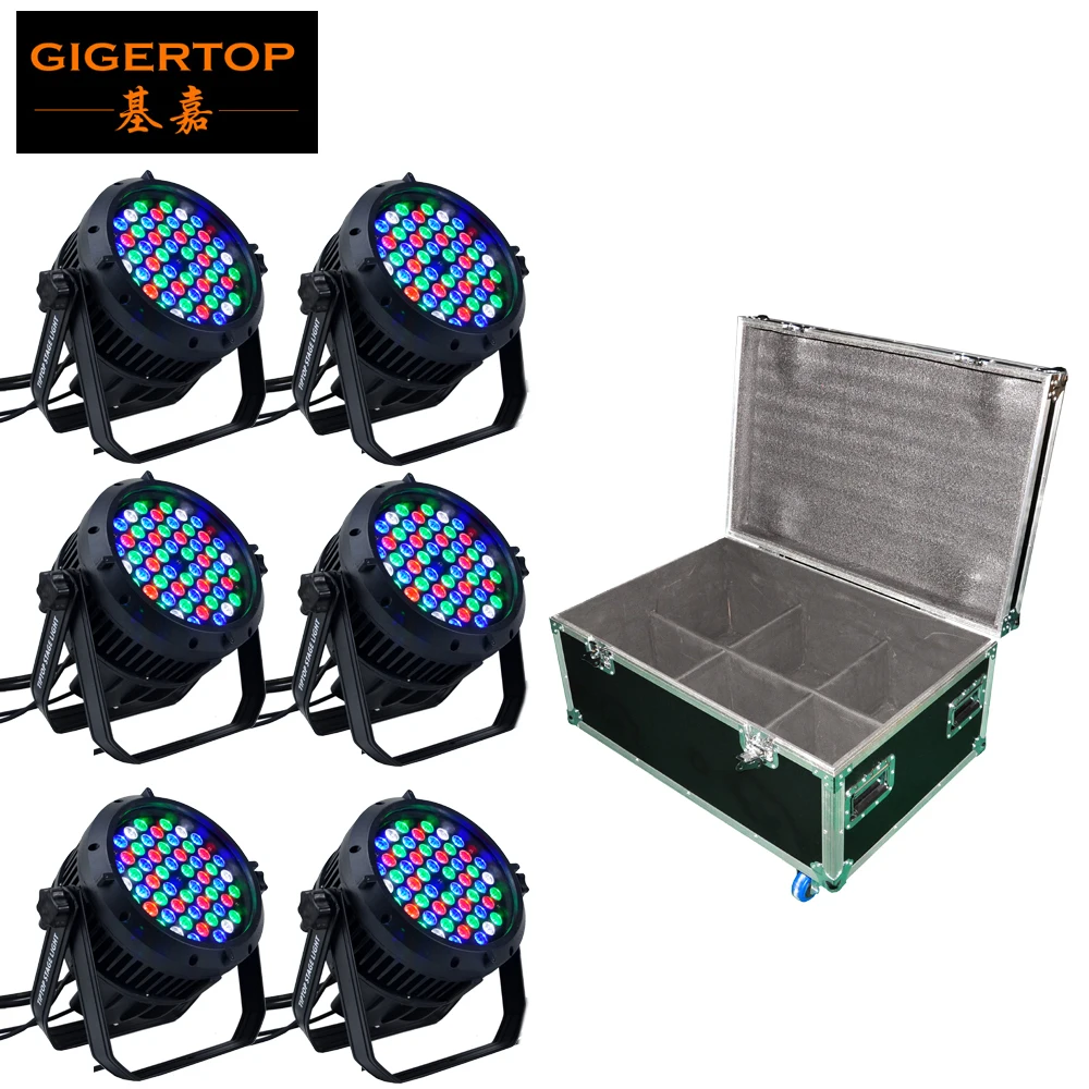 

6IN1 Road Case Packing 54 x 3W RGBW Water Proof Par Light DMX Control 90V-240V LED Christmas Light Decoration Tree Wash Light