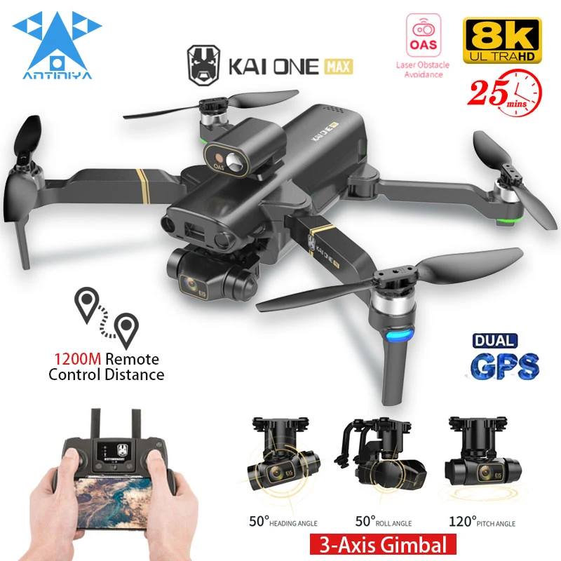 Best ANTINIYA NEW GPS Drone 8K HD 3-Axis Gimbal Camera With 5G WIFI Brushless Profesional Obstacle Avoidance Dron Rc Helicopter Toys