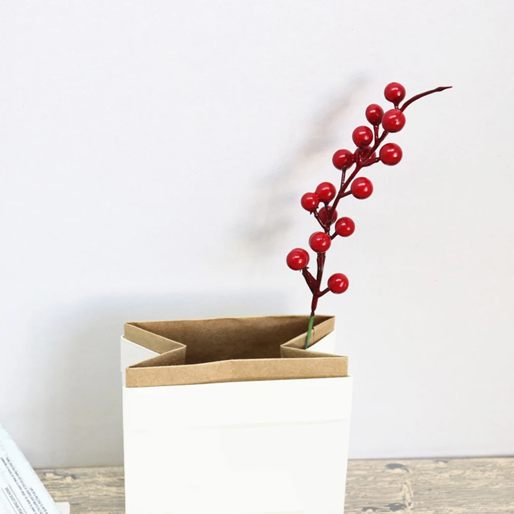 Год DIY Искусственные красные ягоды стебли для украшения рождественской елки украшения для дома праздника