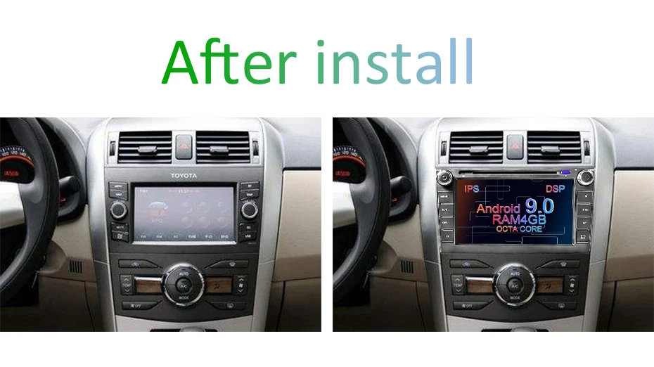 Sale 4G+64G 8 CORE 2 din Android 9.0 car dvd player gps for Toyota Corolla 2007 2008 2009 2010 2011 car radio stereo usb obd2 dvr dab 2