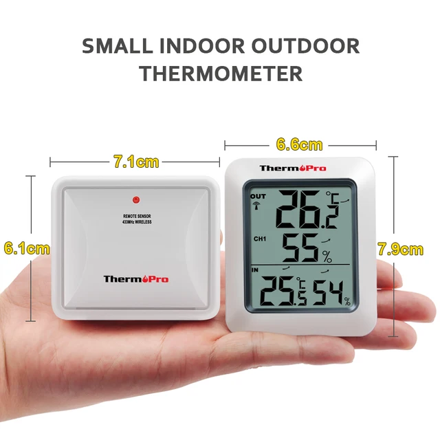 ThermoPro TP60 60M Wireless Digital Weather Station Hygrometer Indoor Outdoor Thermometer with Temperature Gauge Humidity Meter 6