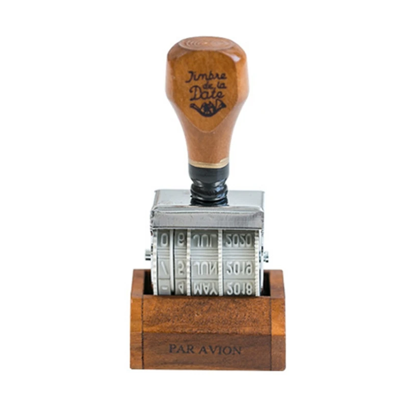 Деревянная ручка Дата Ретро Дата штамп с деревянной ручкой бытовой уникальный Ролик Штамп портативный деревянный DIY ремесла - Цвет: B