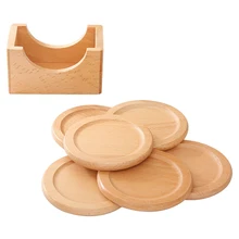 6 шт., простая деревянная подставка для напитков, коврик для кофейных чашек, чайный коврик, модные мягкие деревянные подставки под столовые приборы с держателем, аксессуары для украшения