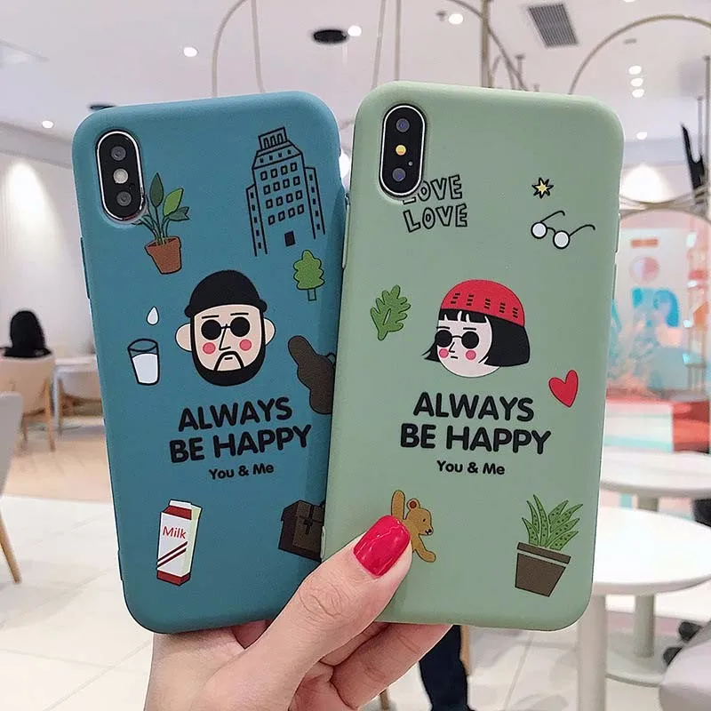 

New Cartoon Cute Pattern Cover Case For iphone 6 7 8 X XS Plus Silicone matte soft shell case phone case for iphone 11 Pro max