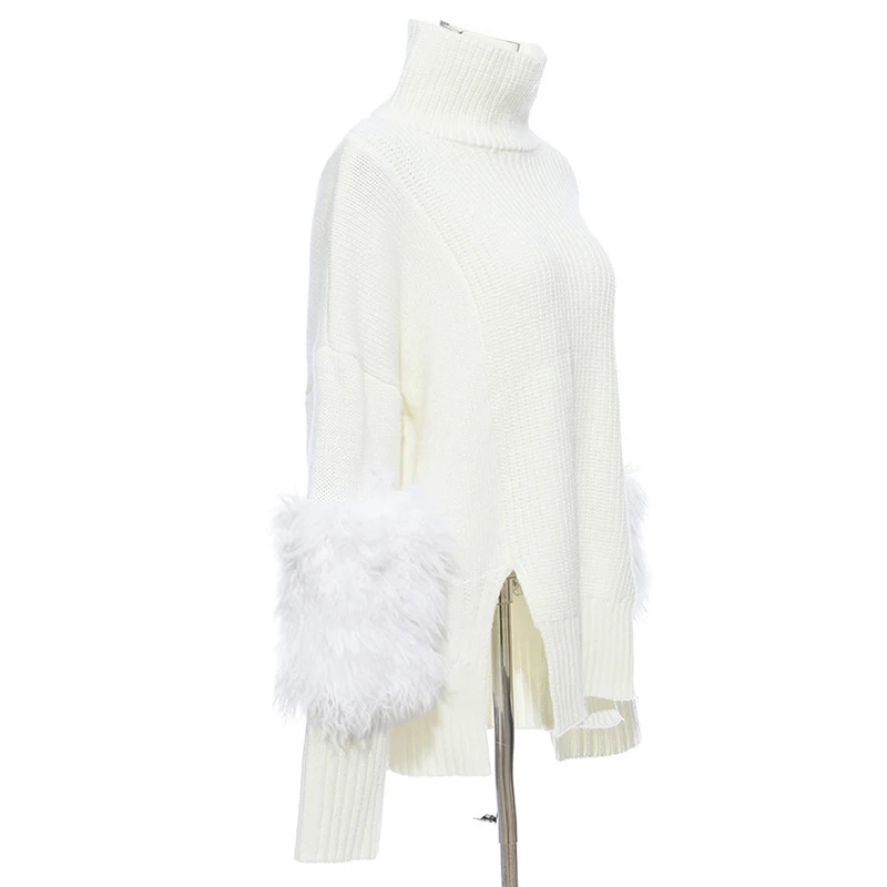 [EAM] Vent Feather Big Size Knitting Sweater Loose