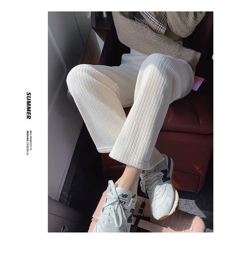 Chenille Straight Pants Plus Size Loose Casual White Elegant High Waist Korean Style Aesthetic Pants Baggy  Wide Leg Velvet nike capri leggings