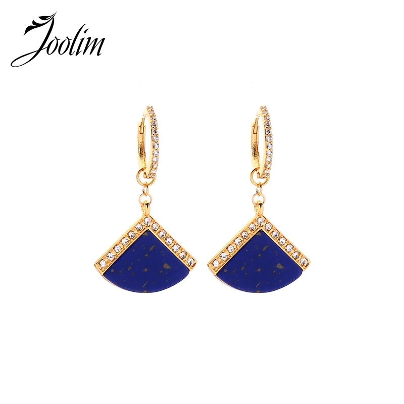 

Joolim Navy Blue Brown Fanned Drop Earring Customized Jewelry
