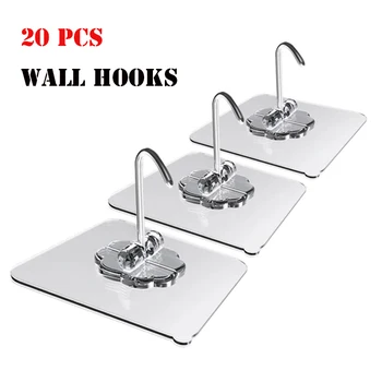 

10/20pcs Transparent Household Powerful Vacuum Suction Cup Hooks Kitchen Bathroom Towel Strong Heavy Duty Adhesive Wall Hooks