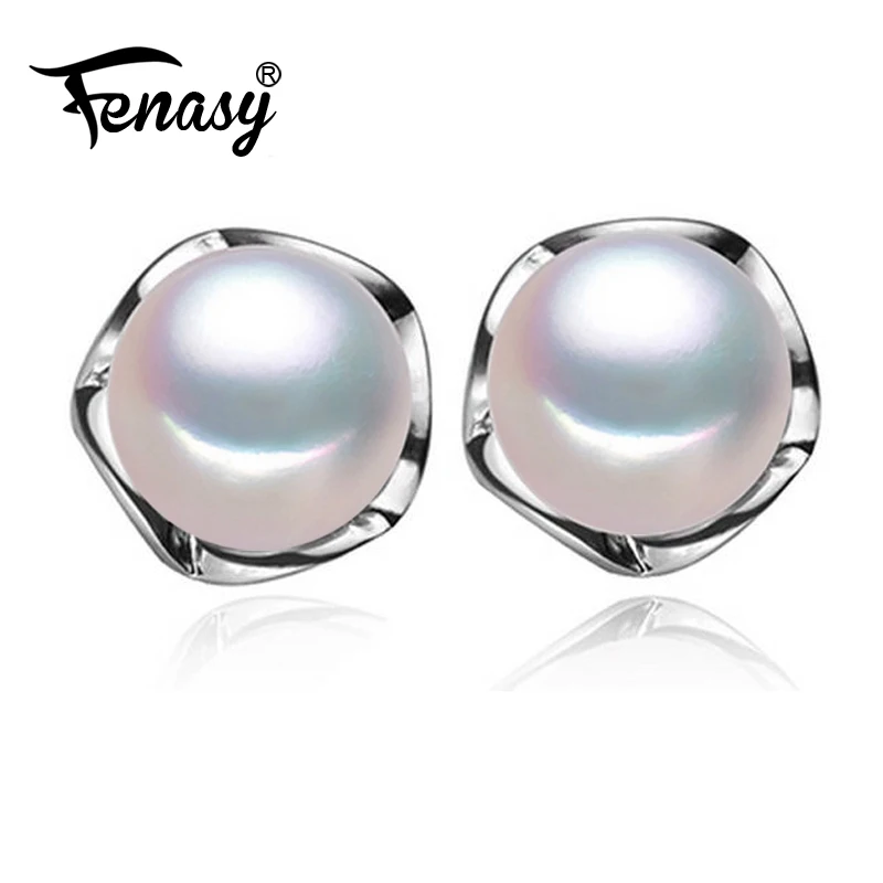 

FENASY Natural Pearl Earrings Fine Pearl Jewelry Flower Stud Earrings For Women With Gift Box Women Accessories