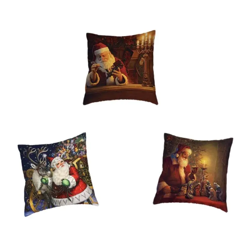 Dog Christmas Pattern Comfortable Sofa Cover Santa Printed Pillow Holiday Decorations Car Room Polyester Braz | Дом и сад