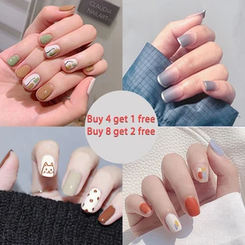 

Fake Nails Art Nail Tips Press on False with Designs Set Full Cover Artificial Short Packaging Kiss Display Clear Tipsy Stick