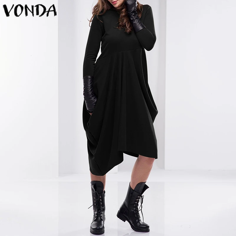 

Fashion Autumn Maternity Dress VONDA 2019 Women Long Sleeve Shirt Dress Bohemian Party Vestidos Beach Sundress Femme Robe