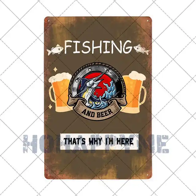 Fish Metal Tin Signs Retro Poster Fishing Site Door Plates Outdoor Decorative Bar Club Iron Wall Plaques Vintage Decor 20x30CM 2181043