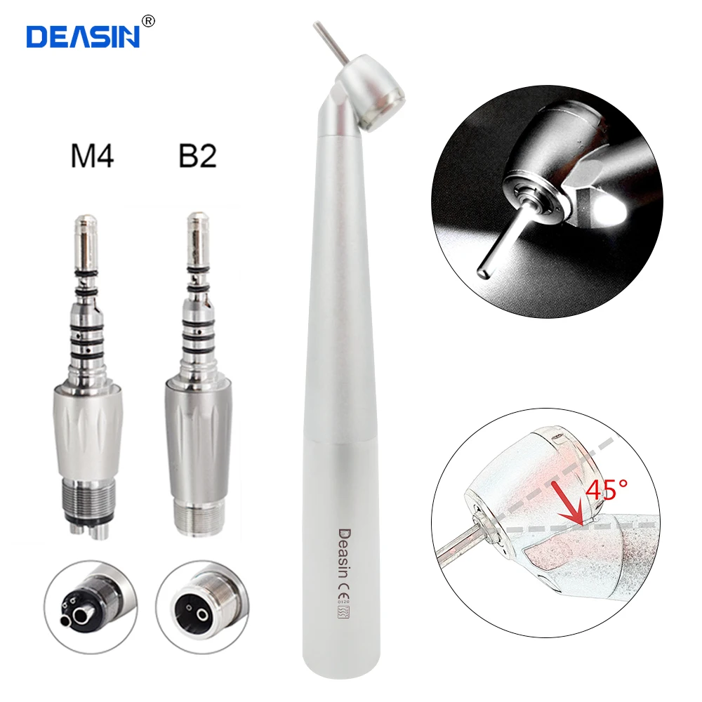 

45 Degree Mini Standard Head Led Fiber Optic Light Handpiece Quick High Speed Turbine Dentistry Tools