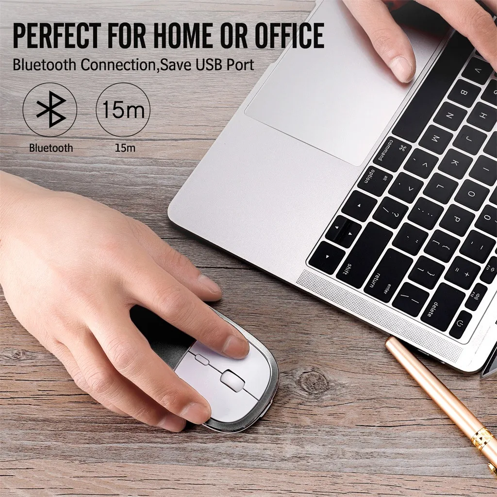 Беспроводная мышь компьютерная Bluetooth мышь Бесшумная металлическая Mause перезаряжаемая эргономичная мышь щелчок оптическая мышь для ноутбука ПК# D1