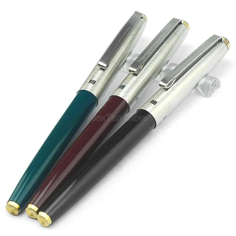 10PCS Hero 329 Fountain Pen Set Ancient Stainless Steel Cap Authentic Quality Extra Fine 0.38 Ink Pen Supplies Writing Gift Set