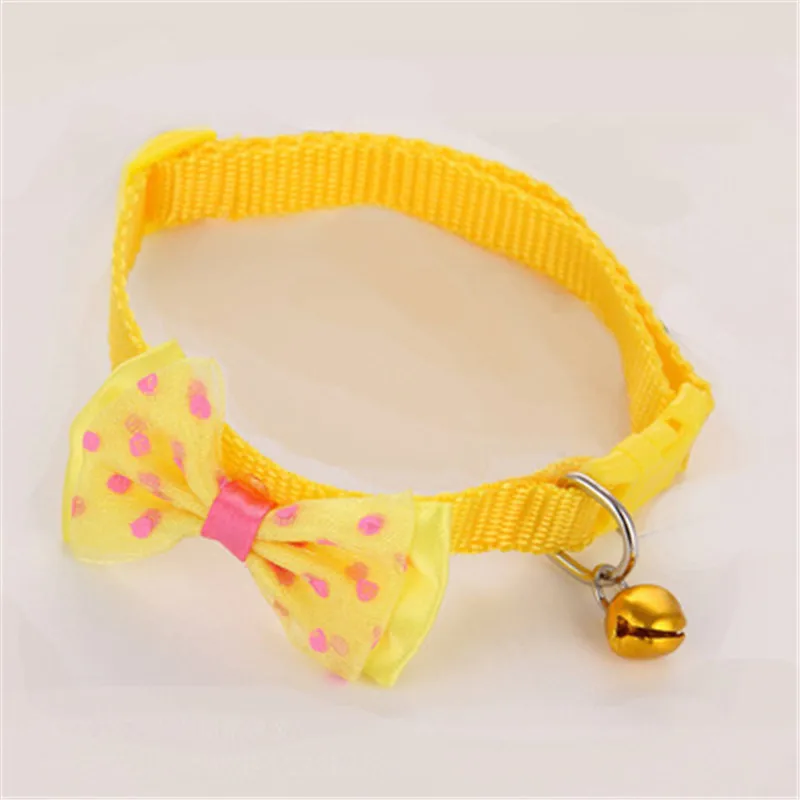 1PC Adjustable Pet Collar Puppy And Cat Nylon Leash Necklace With Bells And Bow Design Festival Wearable Party cat products