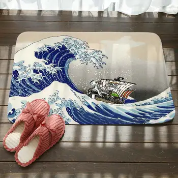 

Pirate Skull Ship Waves Doorway Carpet Rugs Living Room Bedroom Decor Non-slip Floor Mat Bathroom Kitchen Doormat Clean Mat