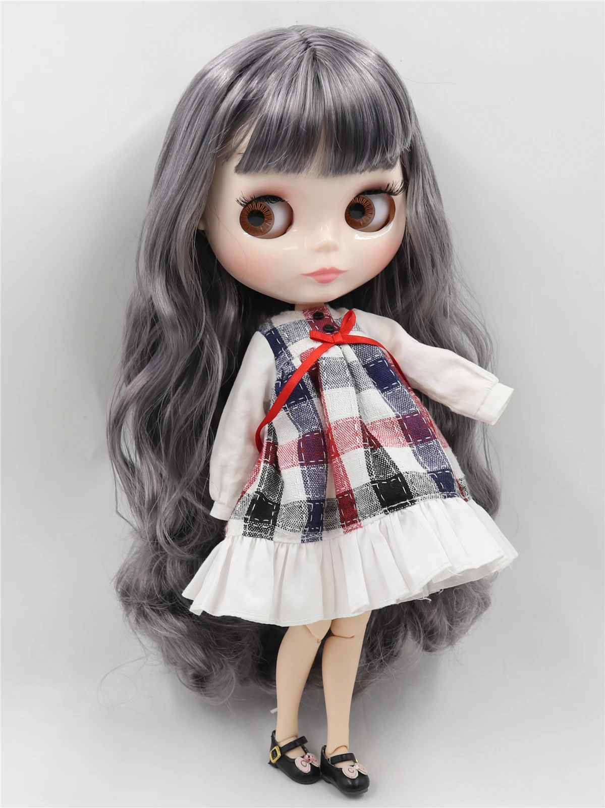 Джули - Премиум Custom Neo Blythe Кукла с серебристыми волосами, белой кожей и блестящим милым лицом 1