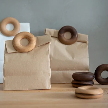 

Wooden Sealer Snack Storage Bag Clips Kitchen Tool Donut Shape Sealing Clamp Donut Fresh Keeping Sealer Seal Clip