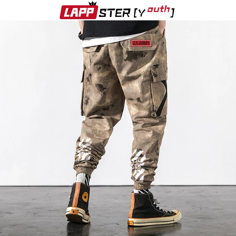 LAPPSTER-Youth Японская уличная одежда, брюки карго для мужчин, мужские хип-хоп штаны для бега, спортивные штаны, камуфляжные штаны для бега