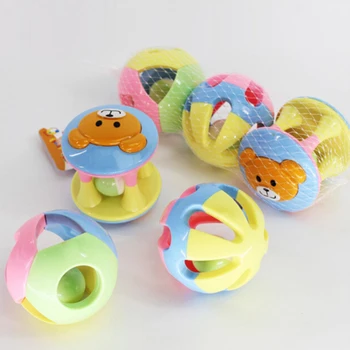 

3 Pcs/Set Fun Colorful Bear Bell Ball Cartoon Pattern Rattle Bell Toy Eco-friendly Plastic Baby Fun Little Loud Jingle Balls
