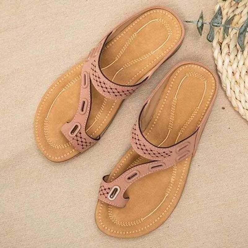 Women Sandals Flip-Flops Flat-Slipper Ladies Shoes Orthopedic Premium Vintage Plus-Size