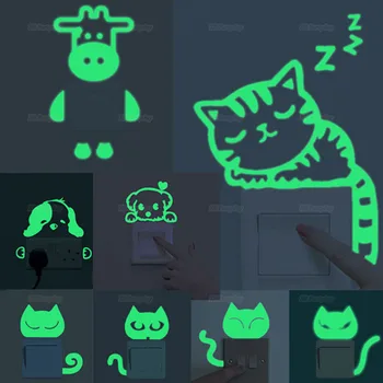 

Animal Cartoon Luminous Switch Sticker Glow in the Dark Wall Stickers Home Decor Kids Room Decoration Sticker Decal