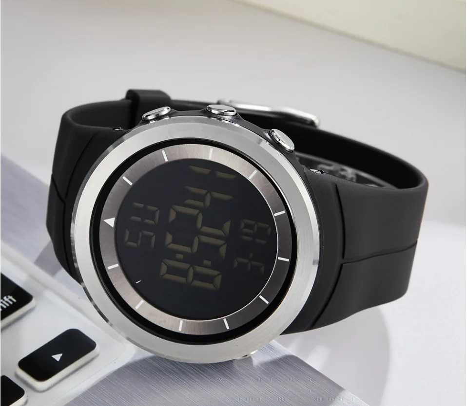 OHSEN 1805, простые кварцевые цифровые ЖК-часы, мужские Модные повседневные наручные часы, резиновый ремешок для часов, для улицы, спортивные