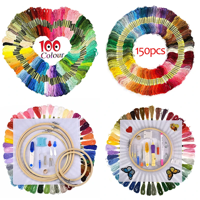 

100 Pcs Looen Cross Stitch Floss Rainbow Color Embroidery Threads Floss Sewing Threads For Women DIY Sewing Tool Random Colors