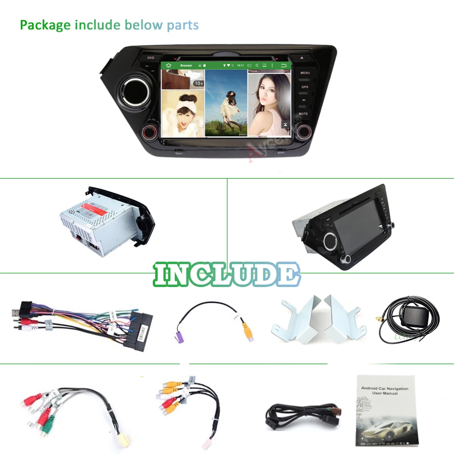 Excellent 4G+64G 8 CORE 2 Din android 9.0 car dvd player gps navigation for Kia k2 RIO 2010 2011 2012 2013 2014 2015 car radio stereo DSP 5