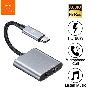 

Mcdodo 60W PD Fast Charge USB C to DC3.5mm+Type-C Digital Audio Adapter DAC Hi-Res Aux Cable For iPad Pro Macbook Samsung Huawei