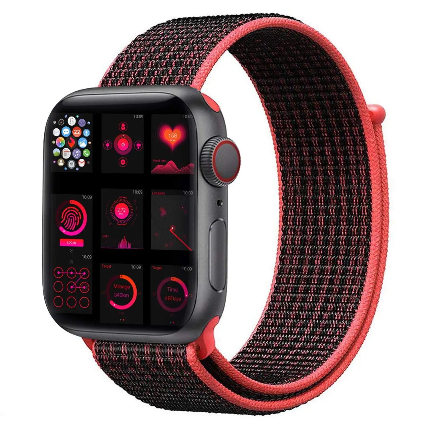 red-black Ремешок для часов Apple Watch 38 мм 42 мм нейлоновый мягкий дышащий сменный ремешок для iWatch Band 40 мм 44 мм спортивная серия 5 4 3 2 1 - Цвет ремешка: red-black