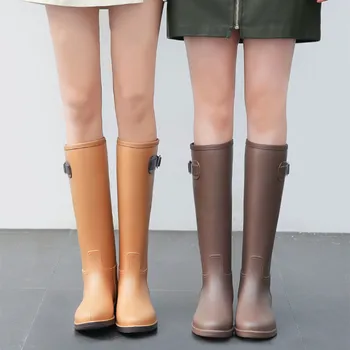 

Rubber Rainboots Women's Rain Boots Waterproof Matte Knee-High Wellies Wellington Boots for Garden Work Boots