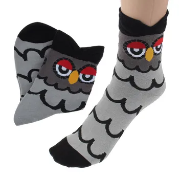 

5Pairs Autumn Winter Women Socks Unique Home Sleeping Lovely Cute Owl Printing Ankle Socks Soft Casual Warm Cotton Socks