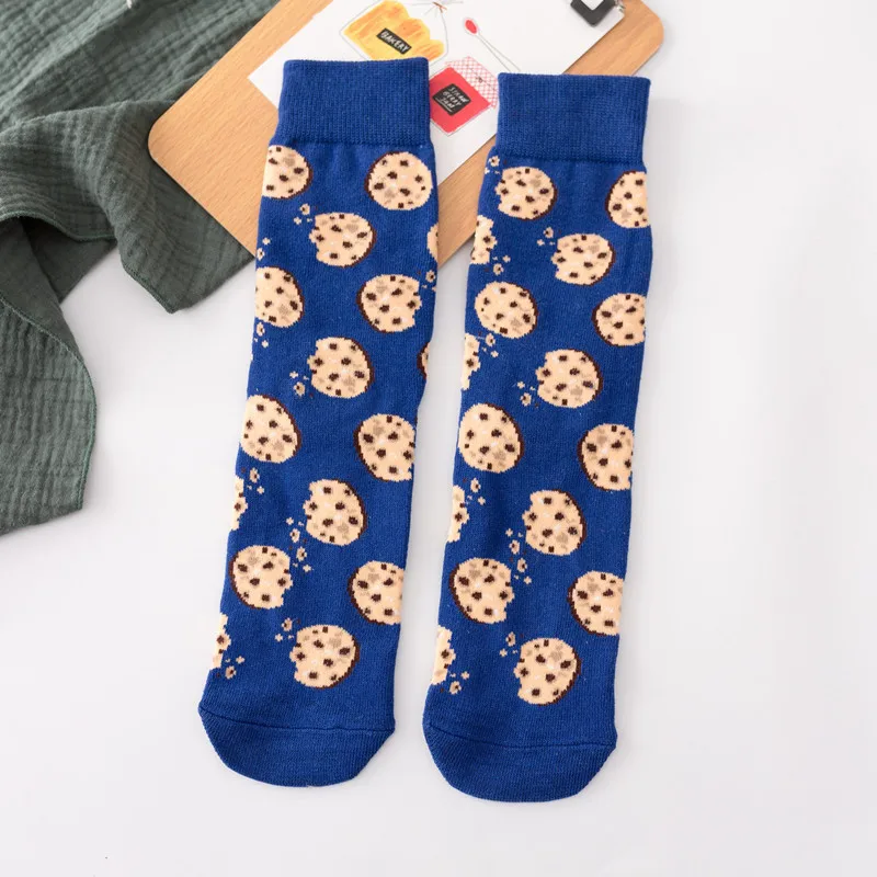 Женские носки, Забавные милые Мультяшные носки с фруктами, бананами, авокадо, лимоном, яйцом, печеньем, пончиками, едой, счастливым японским Харадзюку, скейтбордом - Цвет: 4