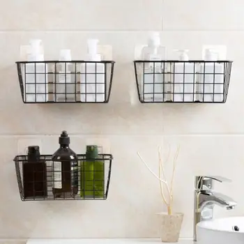 

Wrought Iron Kitchen Seasoning Storage Basket Storage Basket Bathroom Rectangular Storage Box Wall Hanging Rack Home Organizer