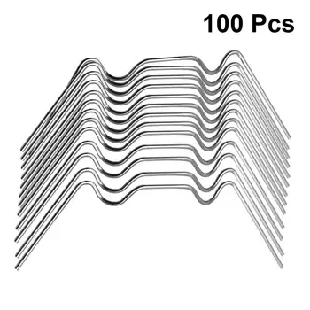 

4 Pack 100pcs W Shaped Gardening Stainless Steel Stakes Pins Lawn Fixing Stakes Gardening Ground Greenhouse Pins