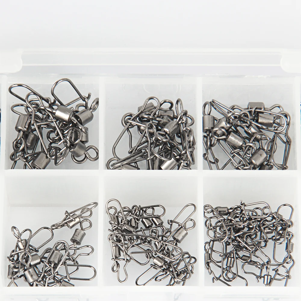 100pcs/set1# 2# 3# 4# 6# 7# 8# 10# 12#High Carbon Steel Fishing Connector Bearing Rolling Swivel Enhanced Pin Lure Tackle