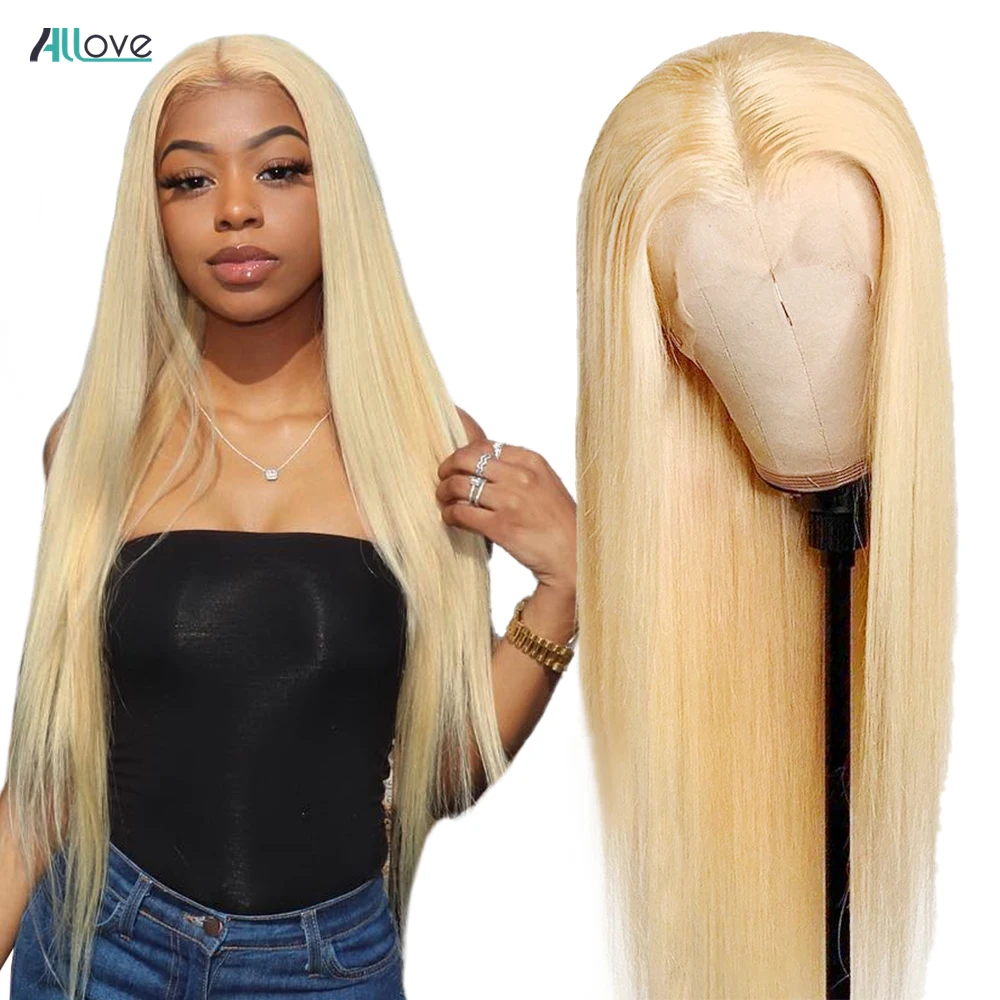 30 pulgadas 613 rubia peluca con malla Frontal pelucas de cabello humano para las mujeres transparente peluca Frontal de encaje Rubio hueso recto Peluca de cabello humano