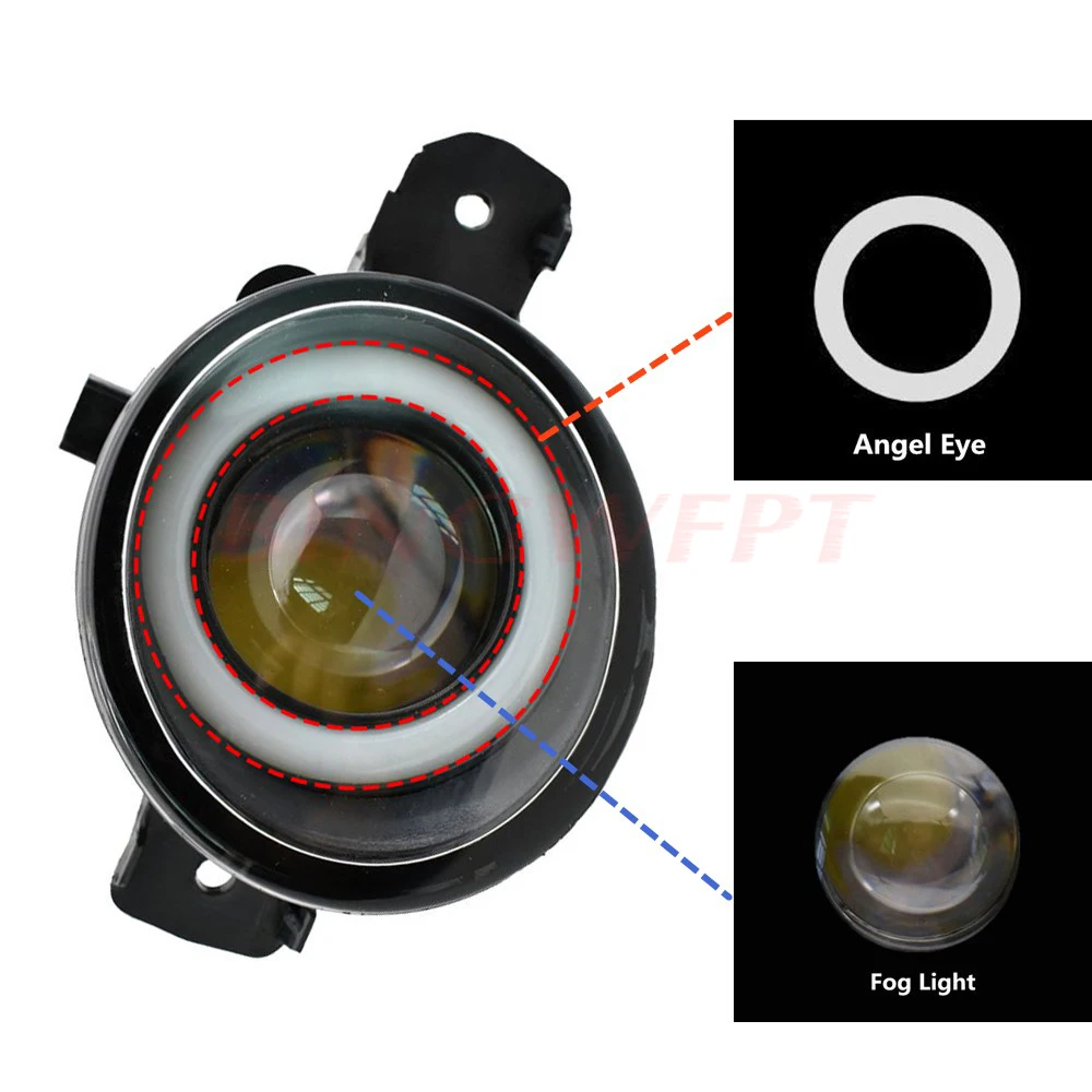 2PCS (right+left) Oval Car H11 LED Fog Light with Angel Eye For Renault Clio 2 BB0/1/2_ CB0/1/2 Hatchback 1998-2004