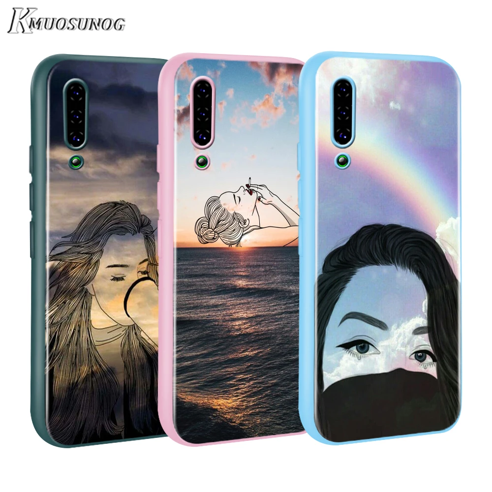 

Fashion Abstract art girl Baseus Candy Color Cover for Xiaomi Mi NOTE 10 9 8 Pro 9T SE A1 A2 A3 CC9 SE Lite F1 Phone Case