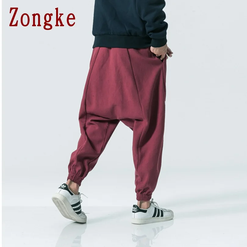 Zongke плотные льняные брюки, мужские брюки для бега, мужские брюки, уличная одежда, спортивные штаны, шаровары, мужские брюки, 5XL, осень, новинка