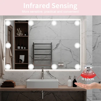 

USB Hand Weep Switch Makeup Mirror LED Lamp Bulb DC12V Cosmetic Light LED Hollywood Dressing Table Mirror Lamps 2 6 10 14Bulbs