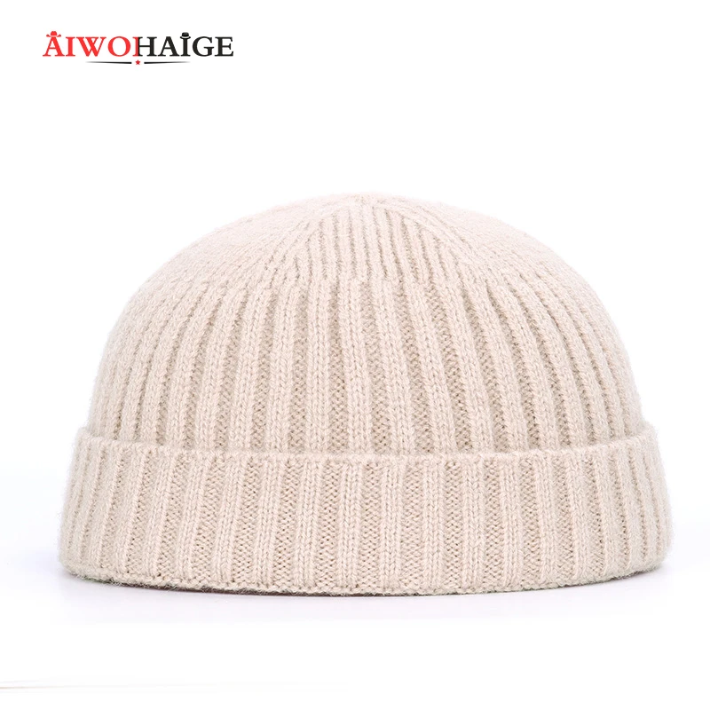 Унисекс зимний ребристый трикотажный с манжетами короткая Дыня однотонная бейсболка Череп Кепка мешковатая Ретро Лыжная Рыбацкая шапка бини мешковатая шапка