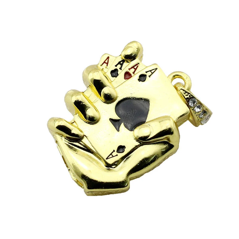 Memory Stick Metal crystal Poker Ace Hand Pen Drive 4GB 8GB 16GB 32GB 64GB 128GB Flash Drives Necklace Creative usb 2.0 Pendrive